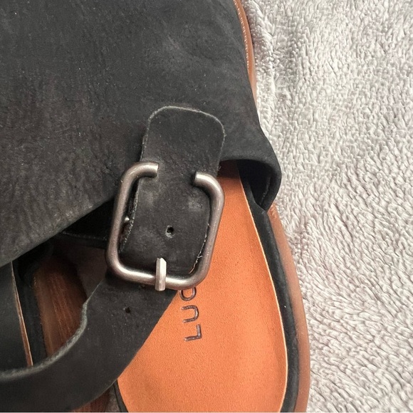 Lucky Brand Farryn Low Heel Slingback Almond Toe Suede Leather Bootie Black - Picture 7 of 11